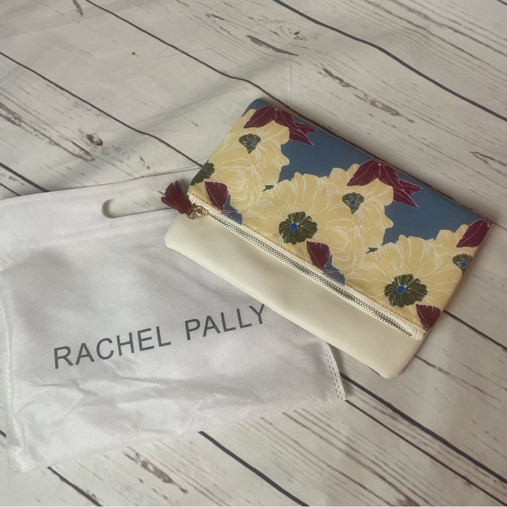 NWOT Rachel PallyReversible Clutch Bag Purse -Bloom Floral Yellow Mauve Dust Bag